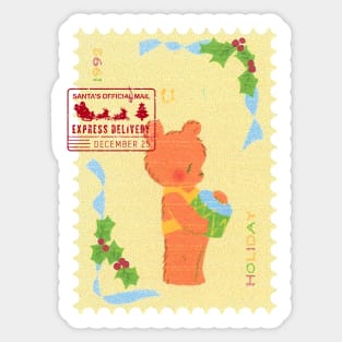 Vintage Bear: Sweet Merry Christmas Wishes Sticker